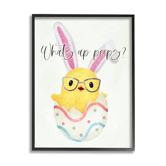 Stupell Industries What's Up Peeps Funny Easter Phrase Hatched Chick Framed Giclee Art